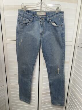 Vintage Levis 503 Skinny Straight Jeans 11M Light Wash Blue Denim Red Tab